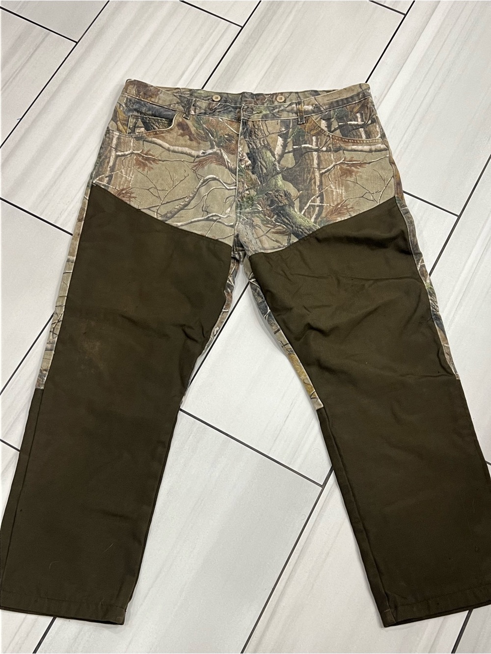 Wrangler ProGear Pants Men 42x30 RealTree Camo Nylon Hunting Brush Guard Denim